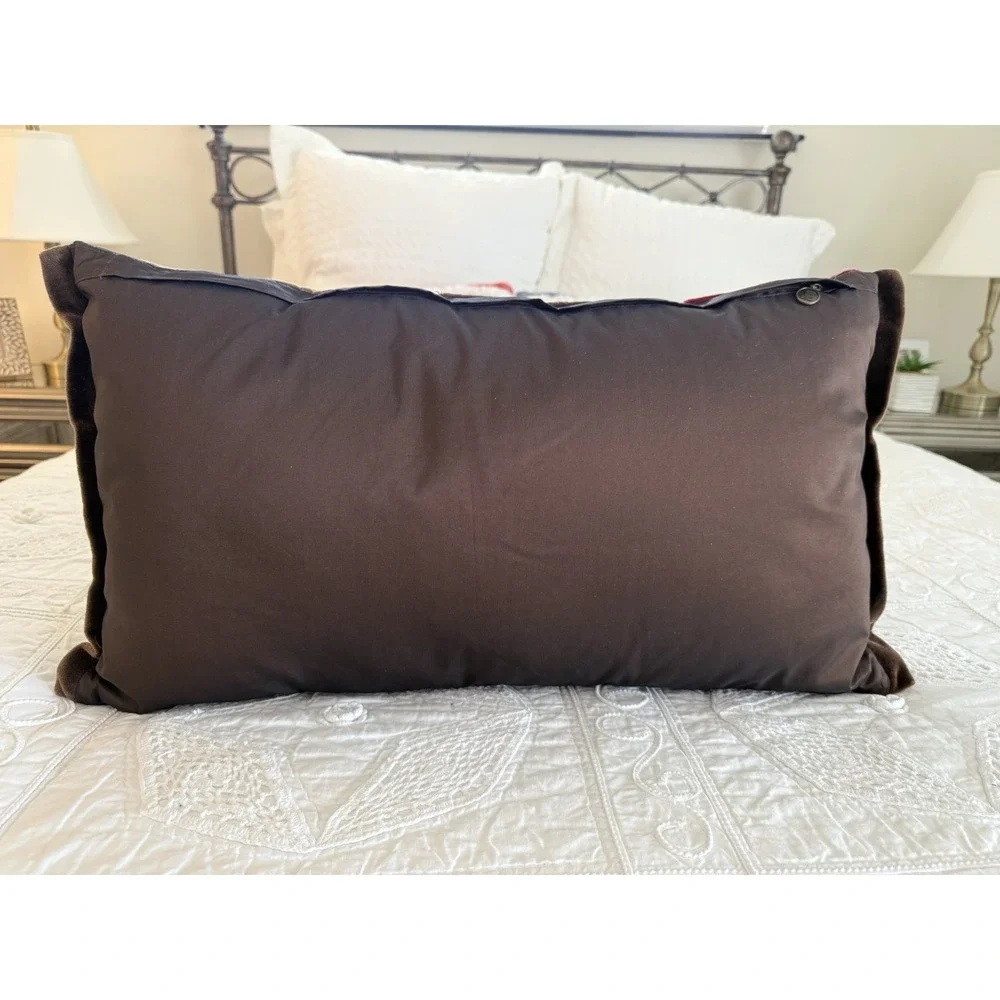 Pier‎ 1 Imports Vintage Boho Rosettes Appliqued Rectangle Throw Pillow 14X24 EUC